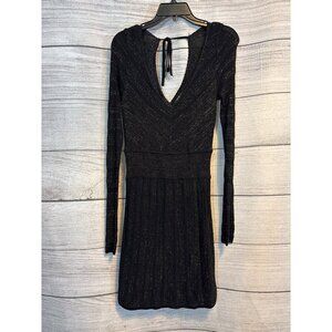 Guess Metallic Gold Long Sleeve Knit Sweater Dress Size L